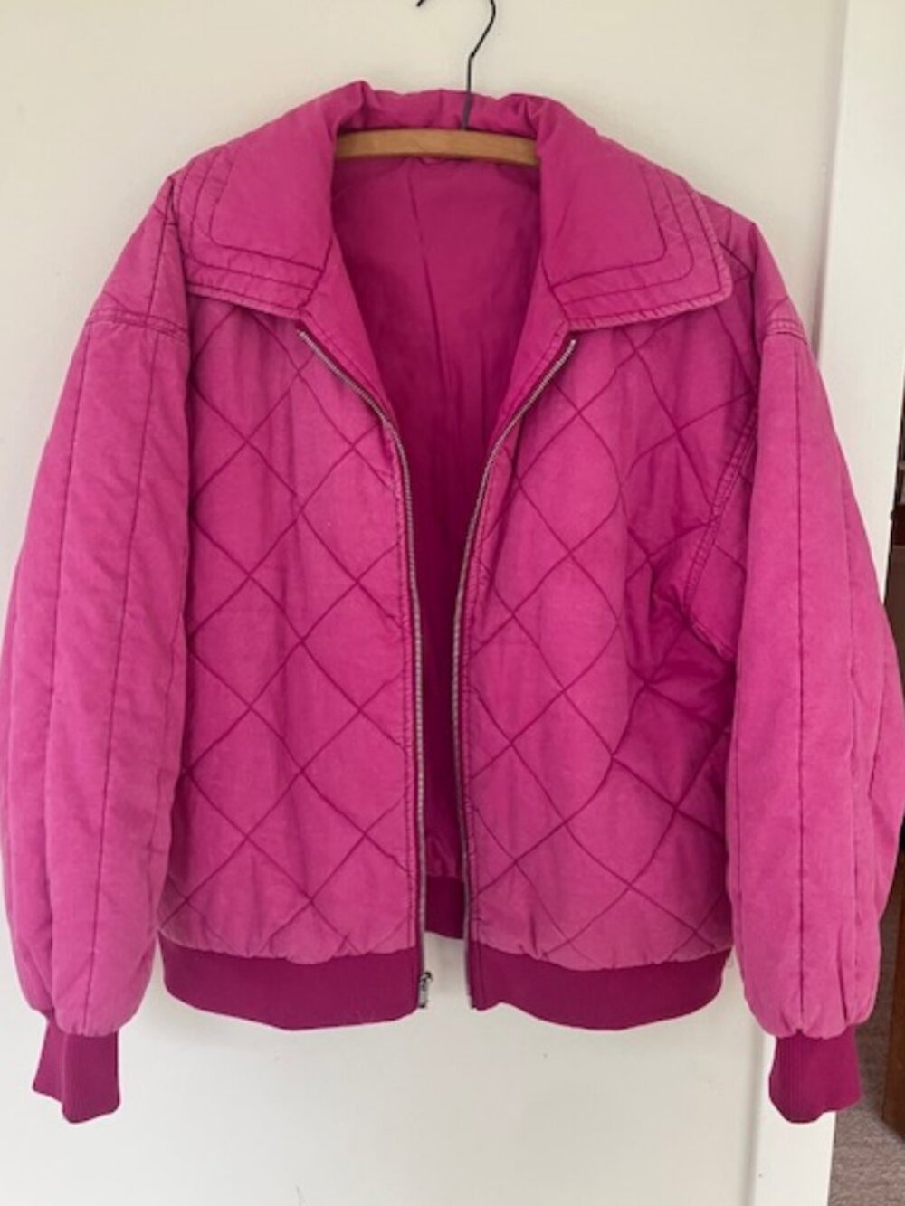 80"s pink quilted coat